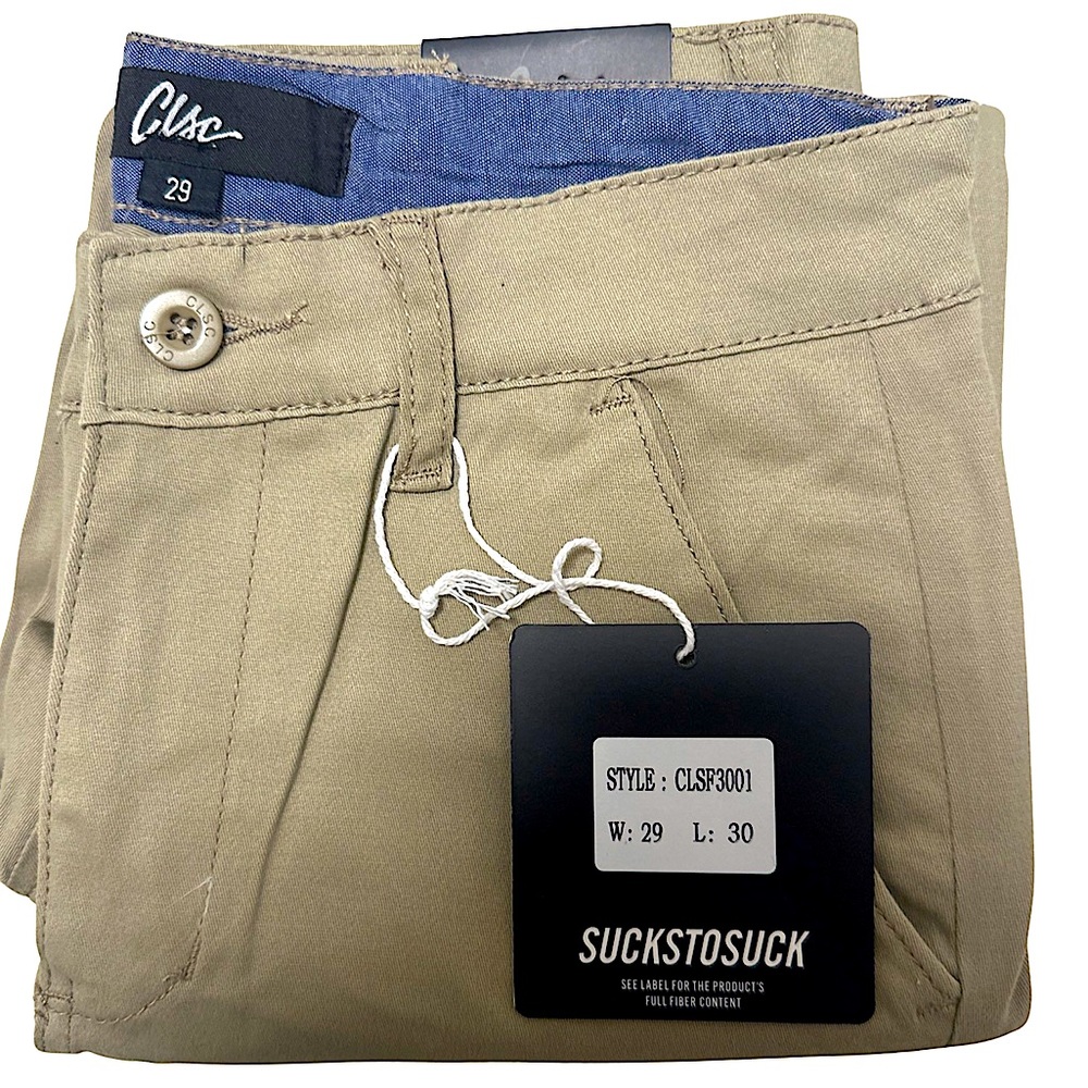 CLSC - Beige classic slim-fit dress pants.